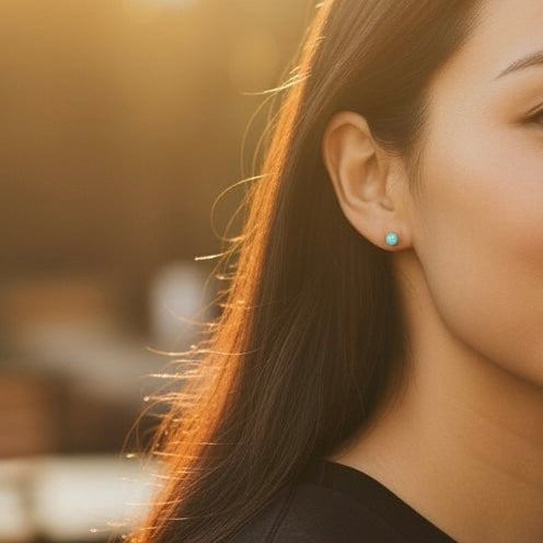 ラリマーラウンドピアス 【4-1331】