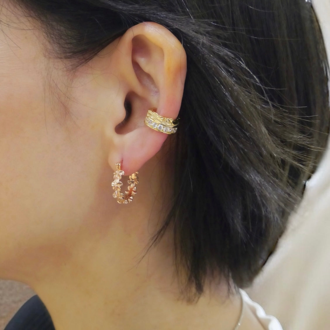 スクロールハーフキュービックジルコニアイヤーカフ 【4-4622】