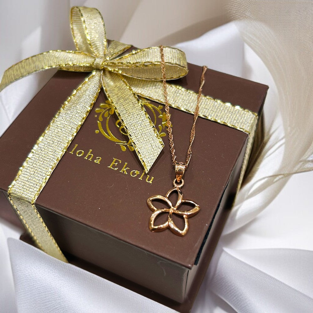 K14 透かしプルメリアペンダント 【7-2977】