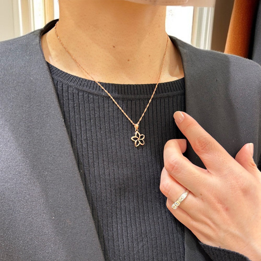 K14 透かしプルメリアペンダント 【7-2977】