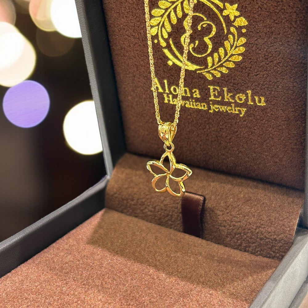 K14 透かしプルメリアペンダント 【7-2977】