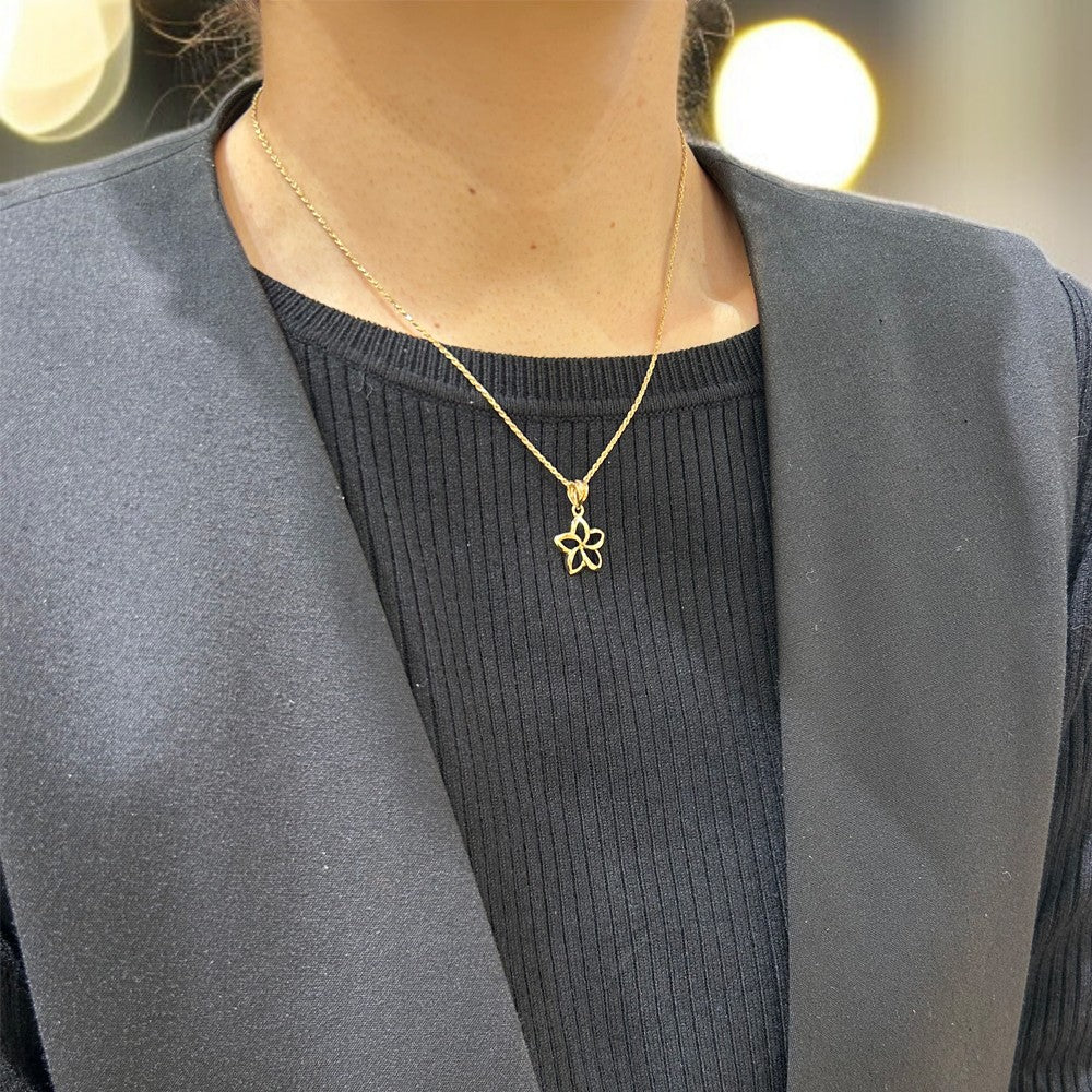 K14 透かしプルメリアペンダント 【7-2977】