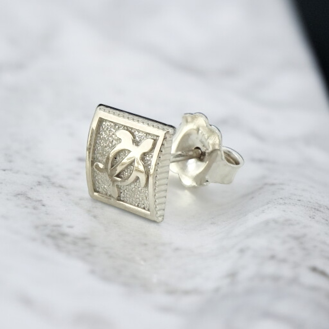 片売り・K14スクエアホヌピアス(White Gold) 【9-2005】