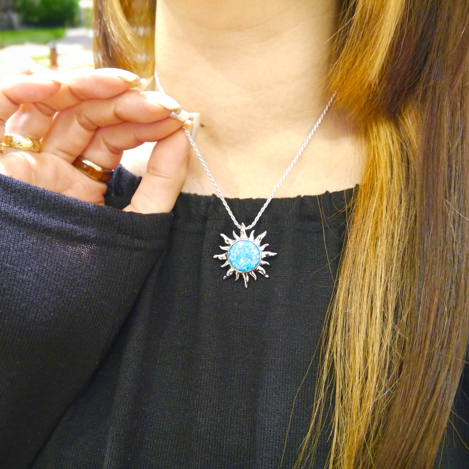 パープルオパール太陽(La)ペンダント 【2-5393】