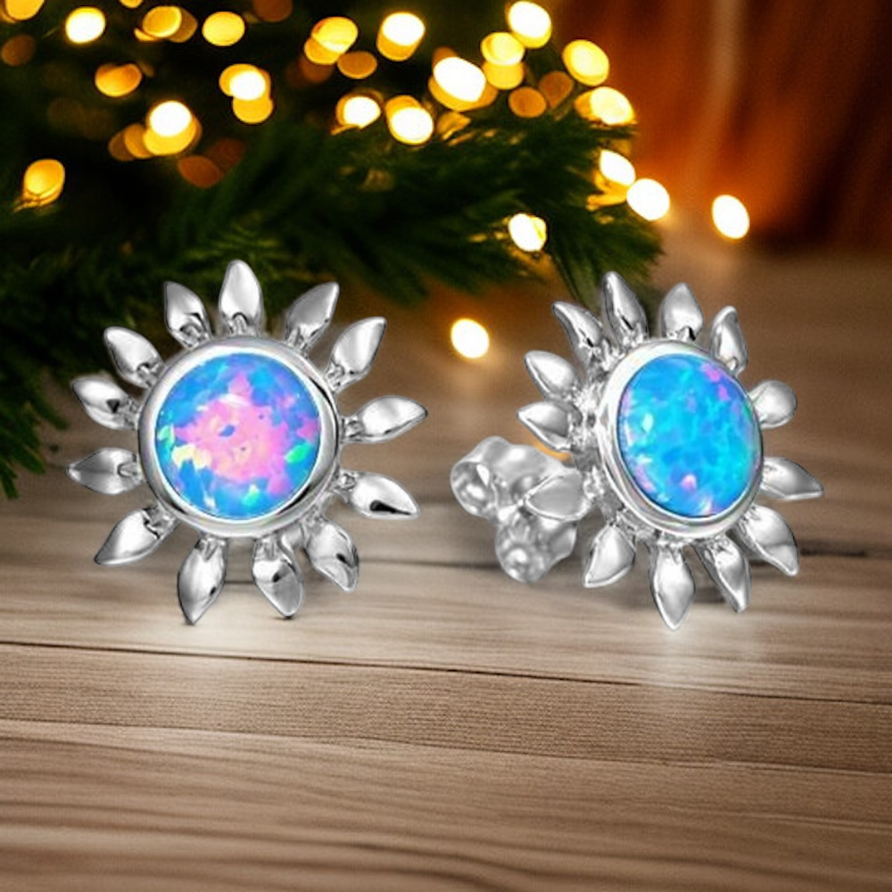 パープルオパール太陽ピアス 【4-3908】