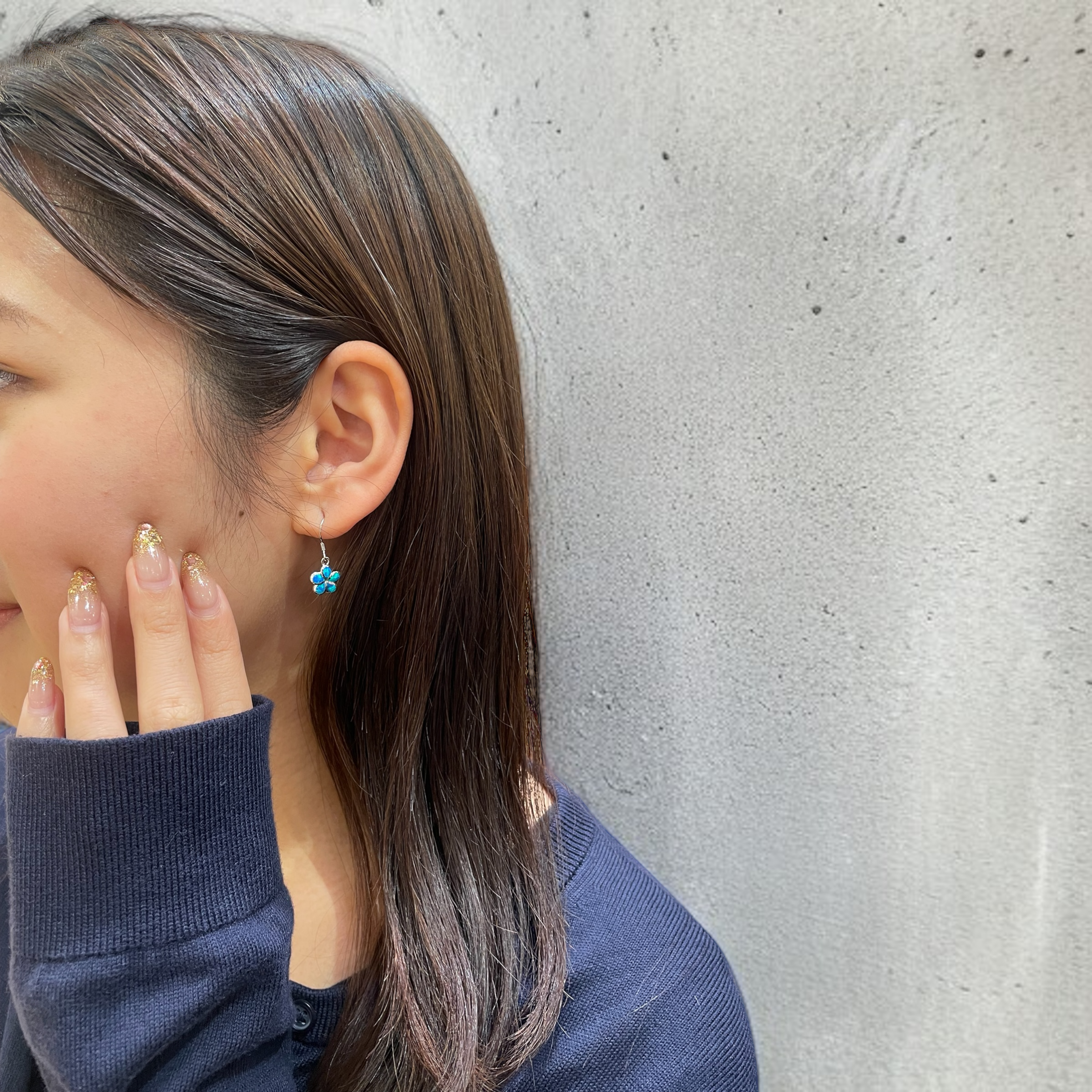 オパールプルメリアピアス 【4-1119】