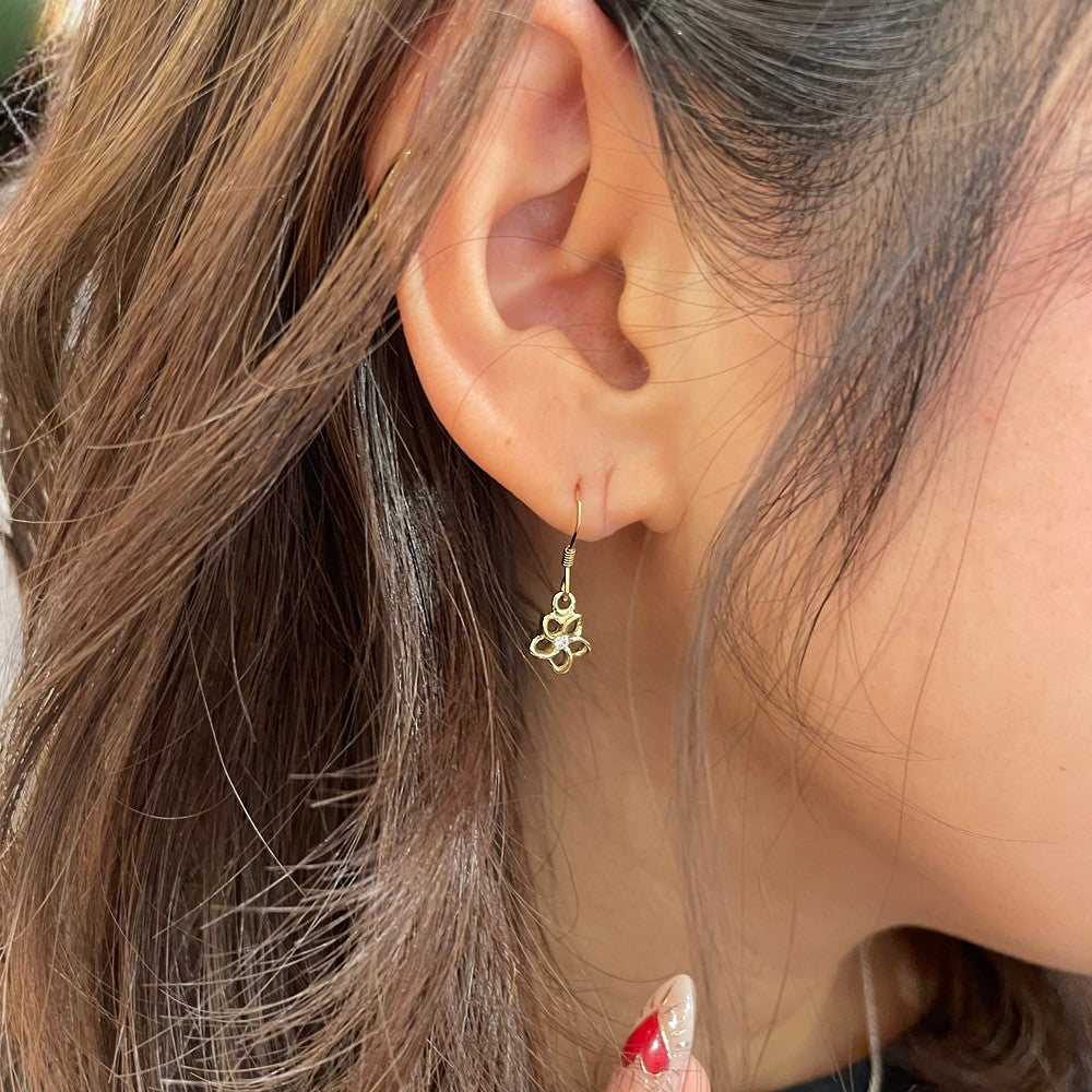 K14透かしプルメリアピアス 【9-1268】