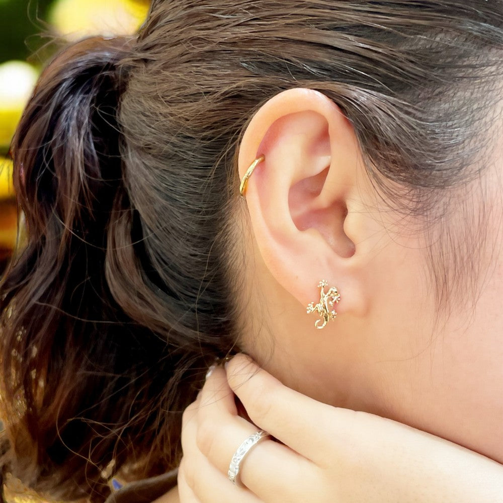 ハンドメイドピアス1622 ハワイアンジュエリー 14Kゲッコーピアス