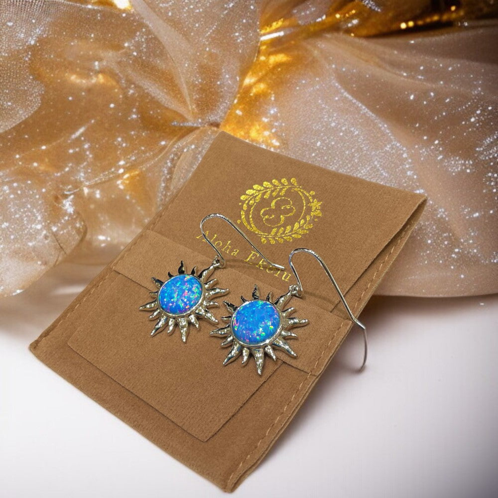 パープルオパール太陽フックピアス 【4-3915】