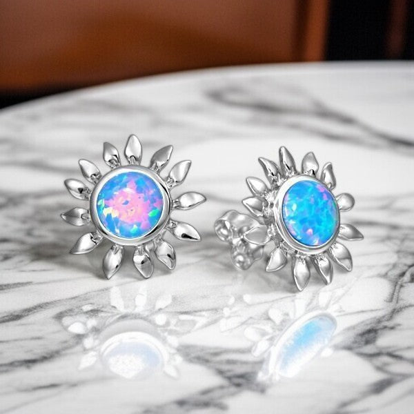 パープルオパール太陽ピアス 【4-3908】