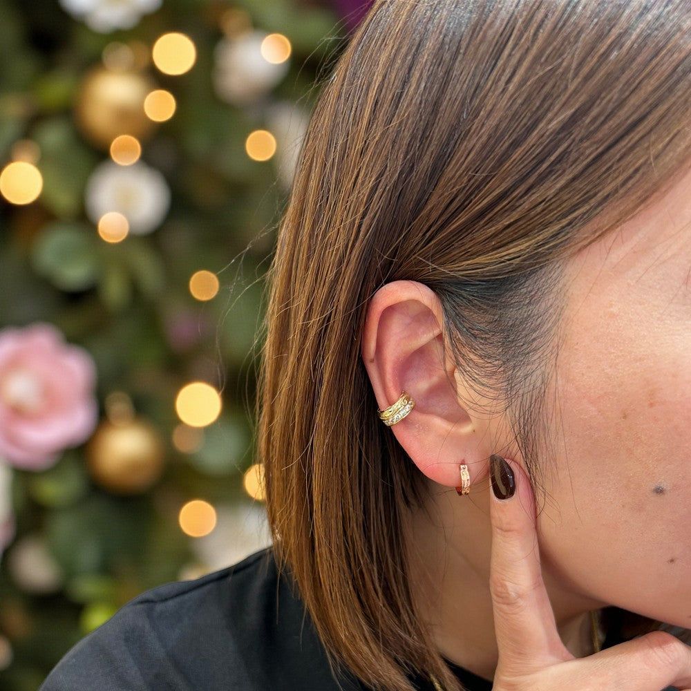 スクロール彫りフープピアス 【4-0402】