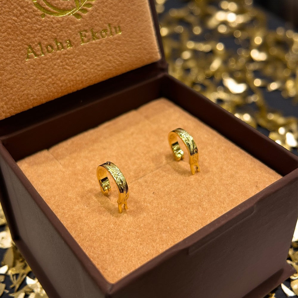 スクロール彫りフープピアス 【4-0402】