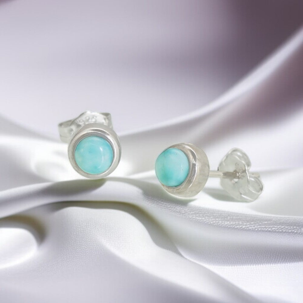 ラリマーラウンドピアス 【4-1331】