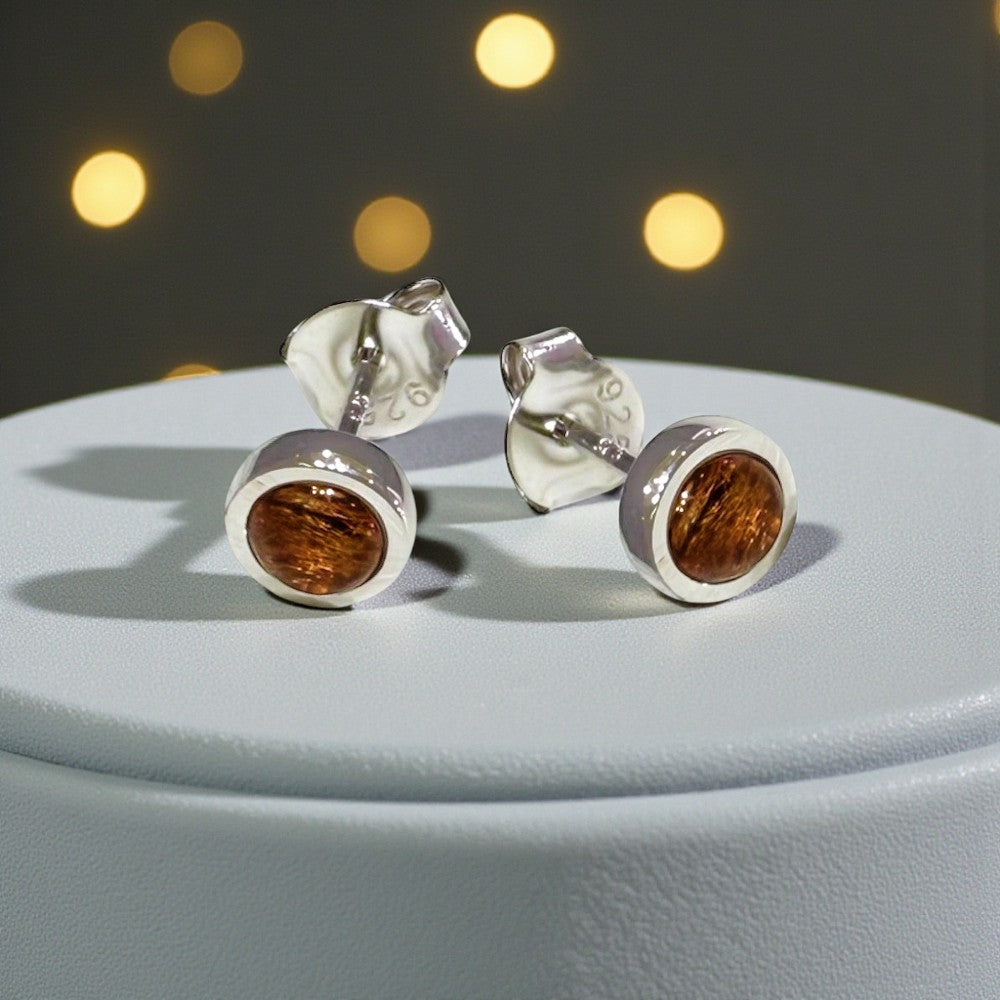 コアウッドラウンドピアス(ロジウムコーティング) 【4-0495】