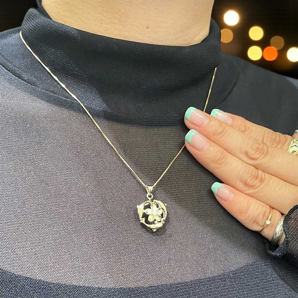 スイミングイルカ&プルメリアペンダント 【2-5768】