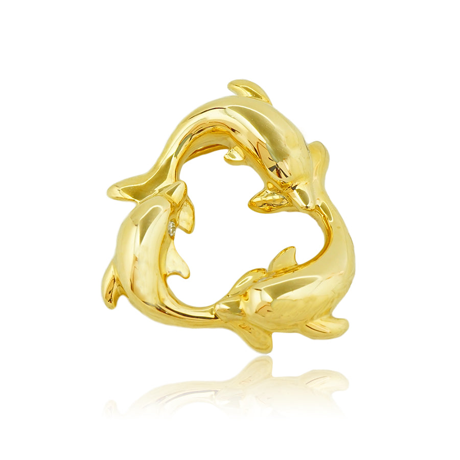 K14 トリプルイルカダイヤペンダント 【7-2090】