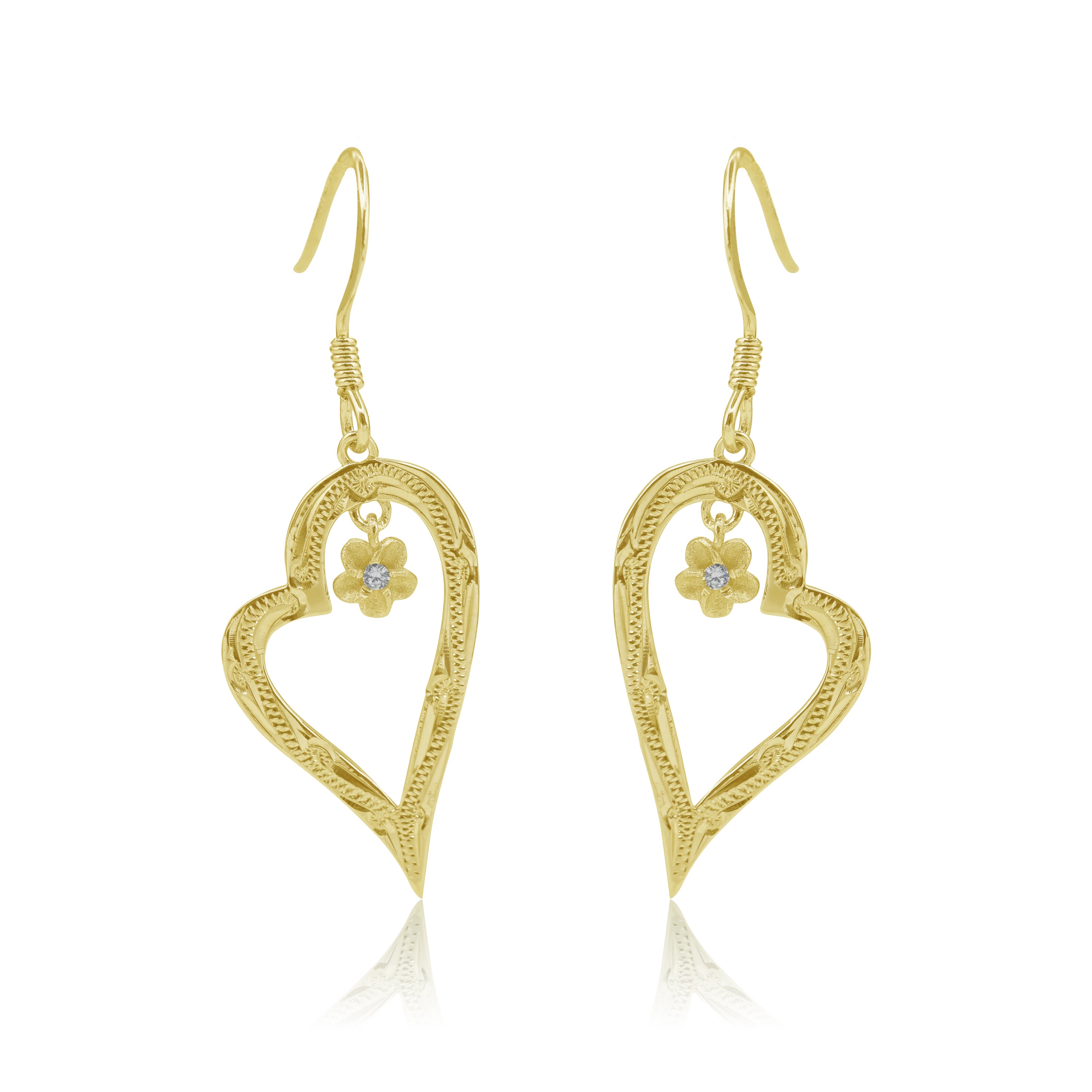 ハートプルメリアフックピアス 【4-3076】