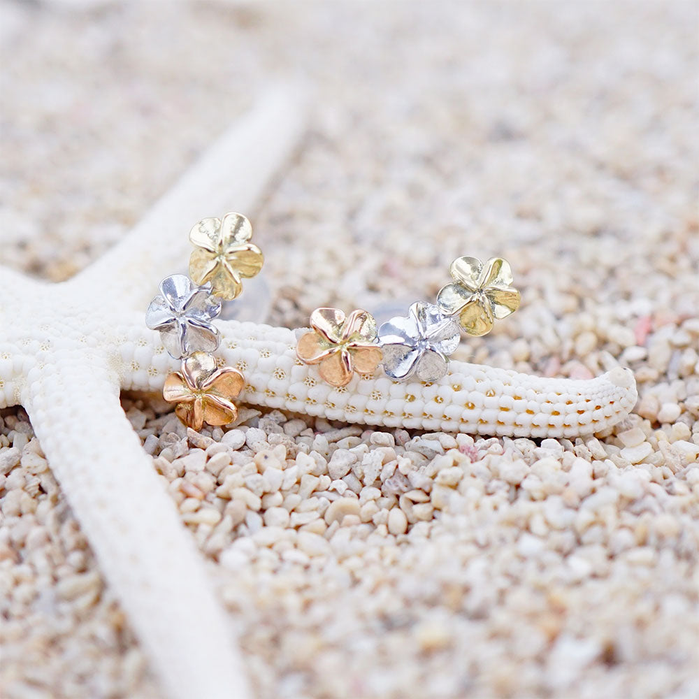 K14 3カラープルメリアピアス 【9-1466】