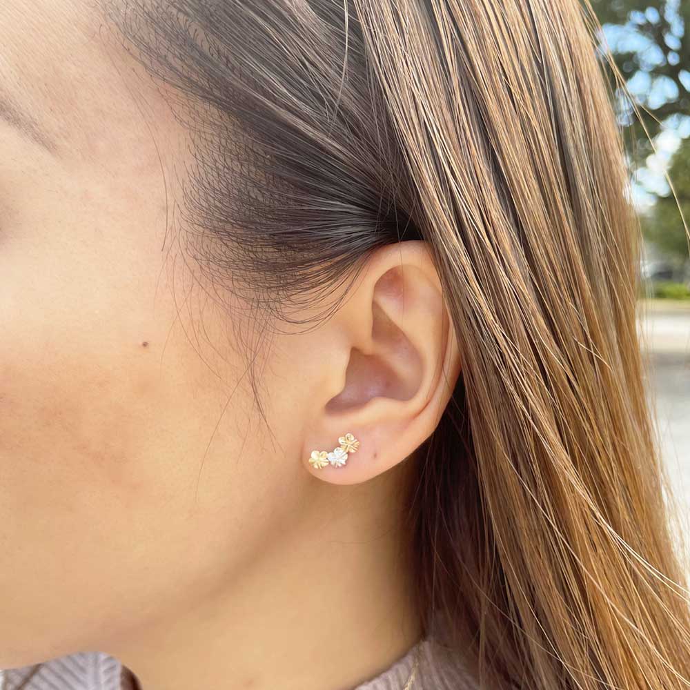 K14 3カラープルメリアピアス 【9-1466】