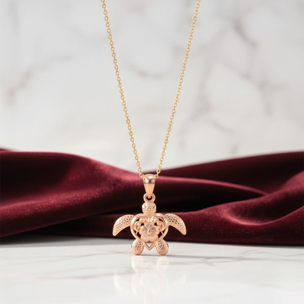 K14 ホヌハイビスカスペンダント 【7-0652】