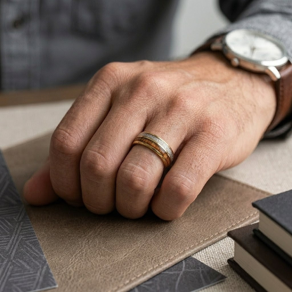 コアウッド&メテオライトリング　【3-6931】