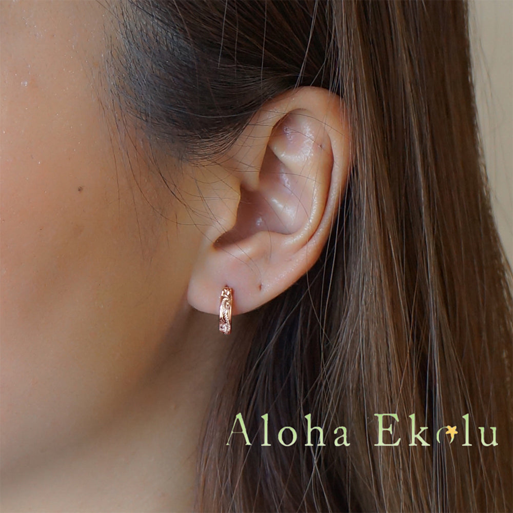 スクロール彫りフープピアス　【4-0402】