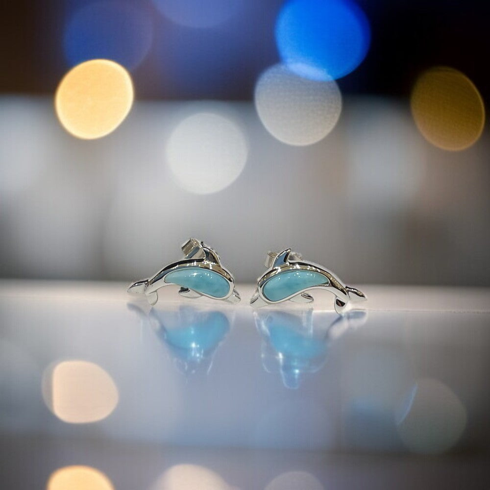 ラリマーイルカピアス　【4-4714】