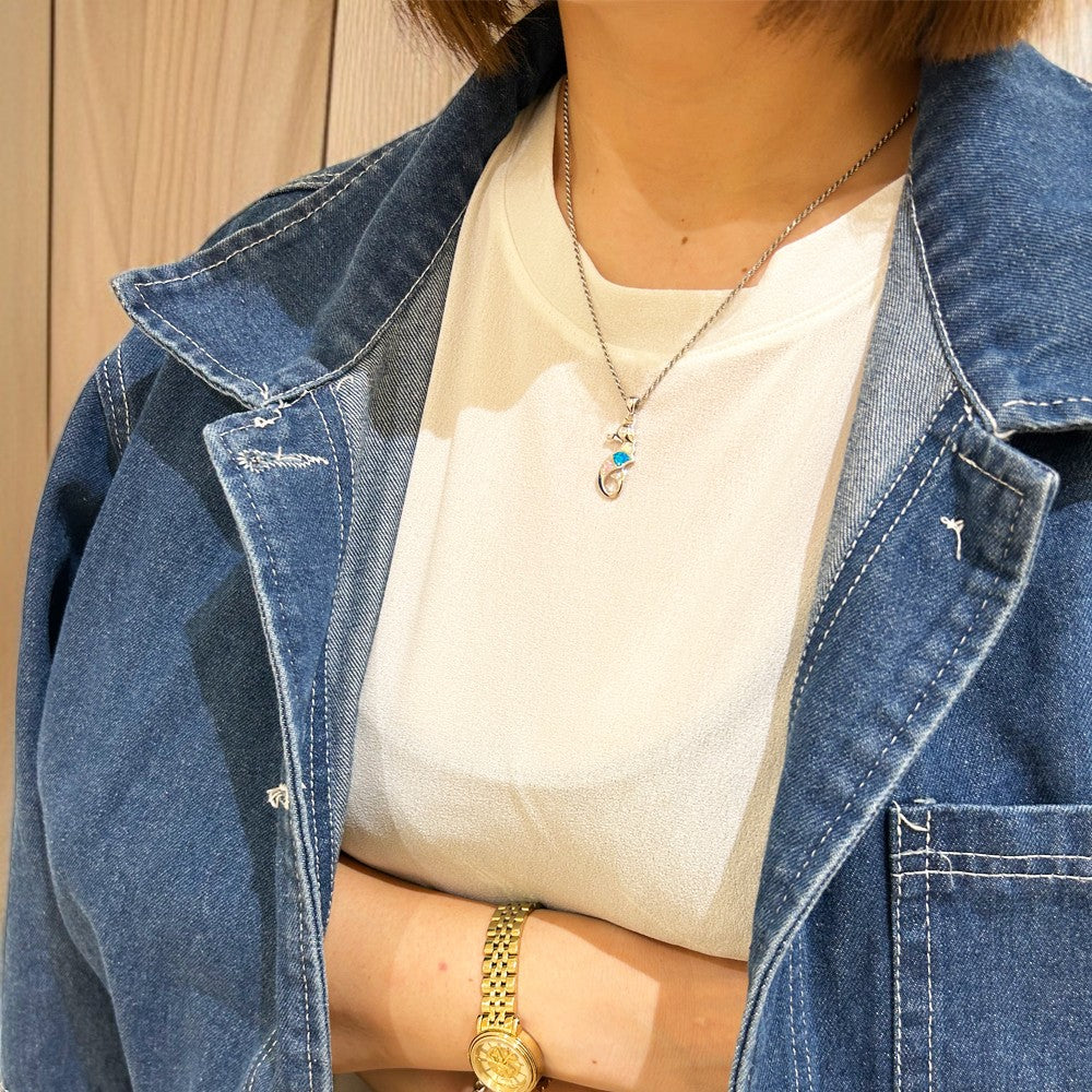 Mixオパールシーホースペンダント　【2-3559】