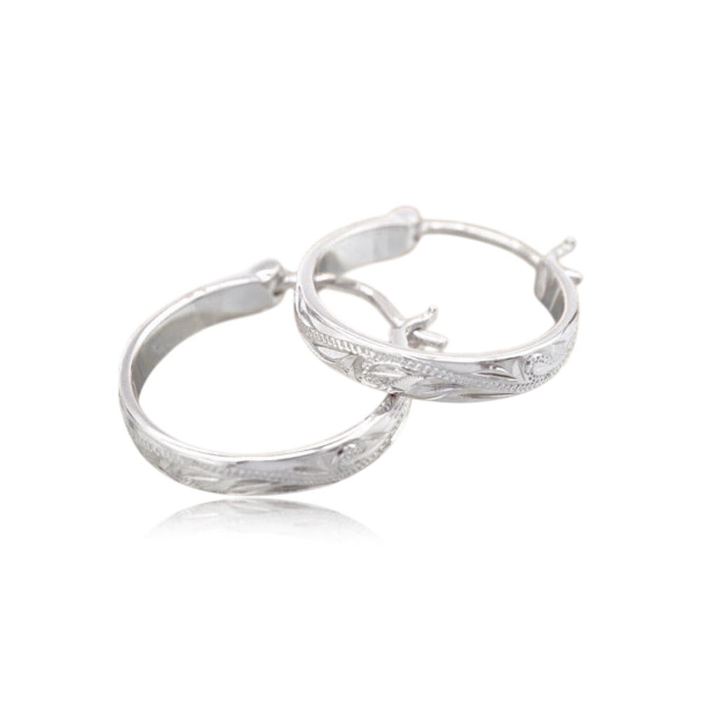 スクロール彫り3mm幅 フープピアス　【4-0808】