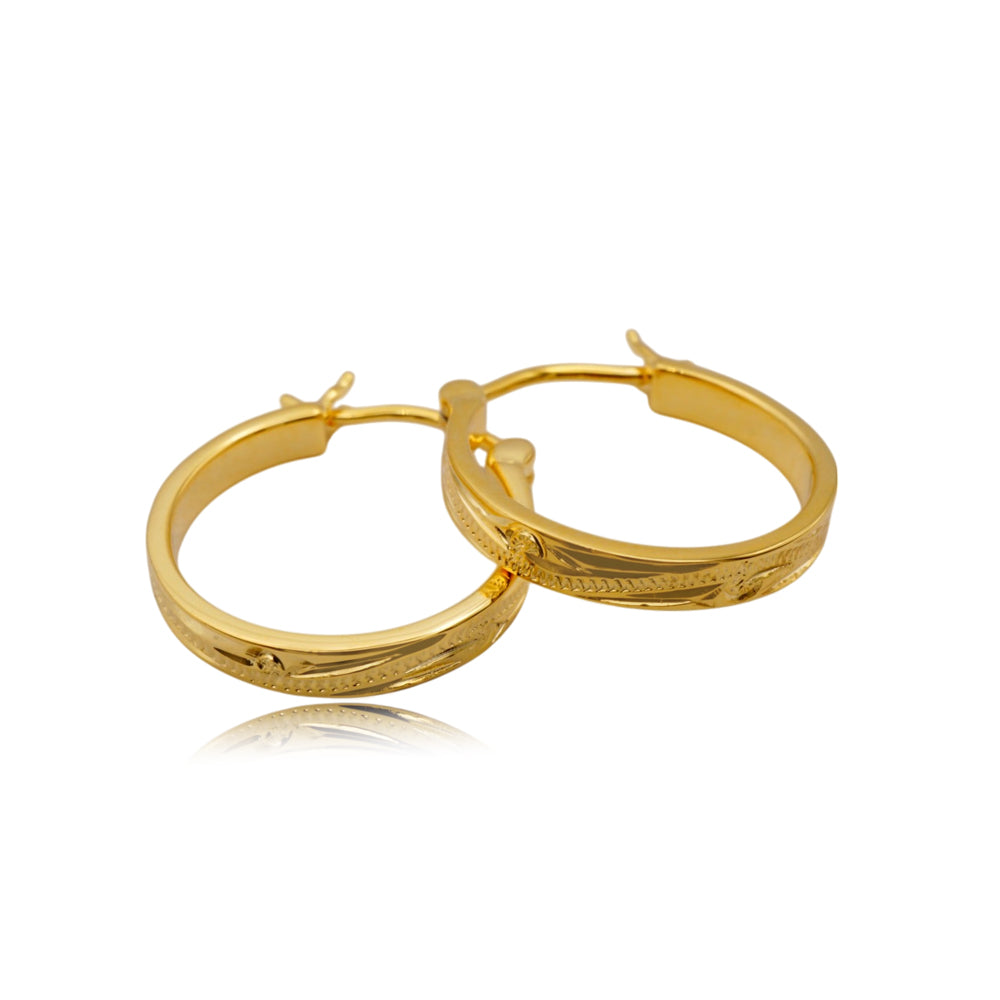 スクロール彫り3mm幅 フープピアス　【4-0808】