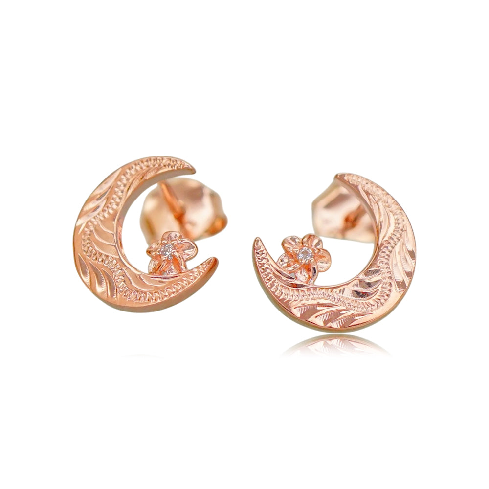 三日月×プルメリアピアス(キャッチ)　【4-2291】