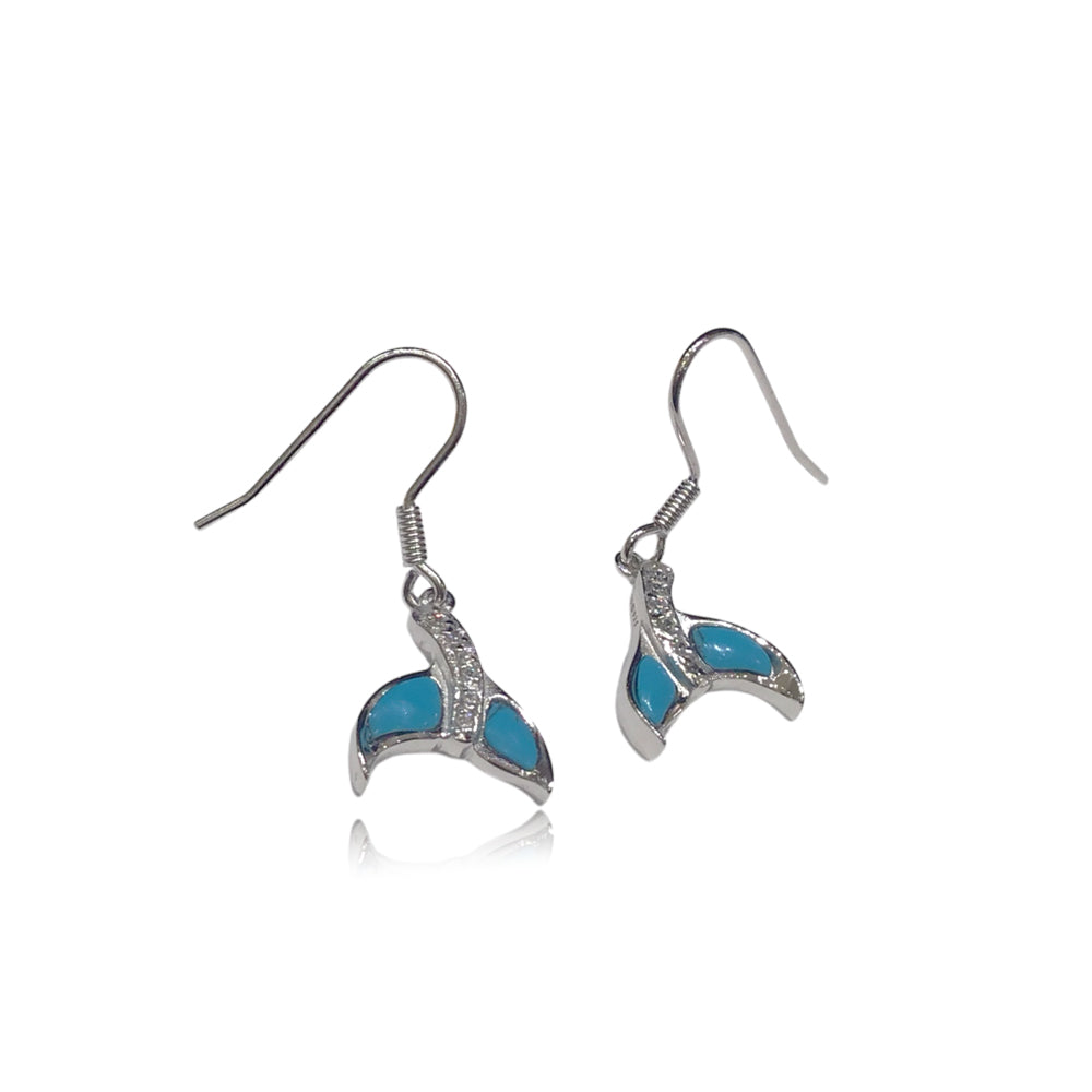 ターコイズホエールテールフックピアス　【4-4288】