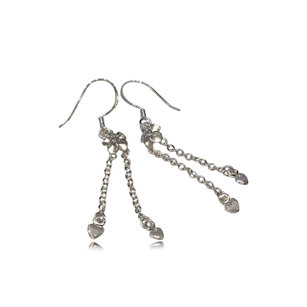 プルメリアチェーンハートピアス　【4-4837】