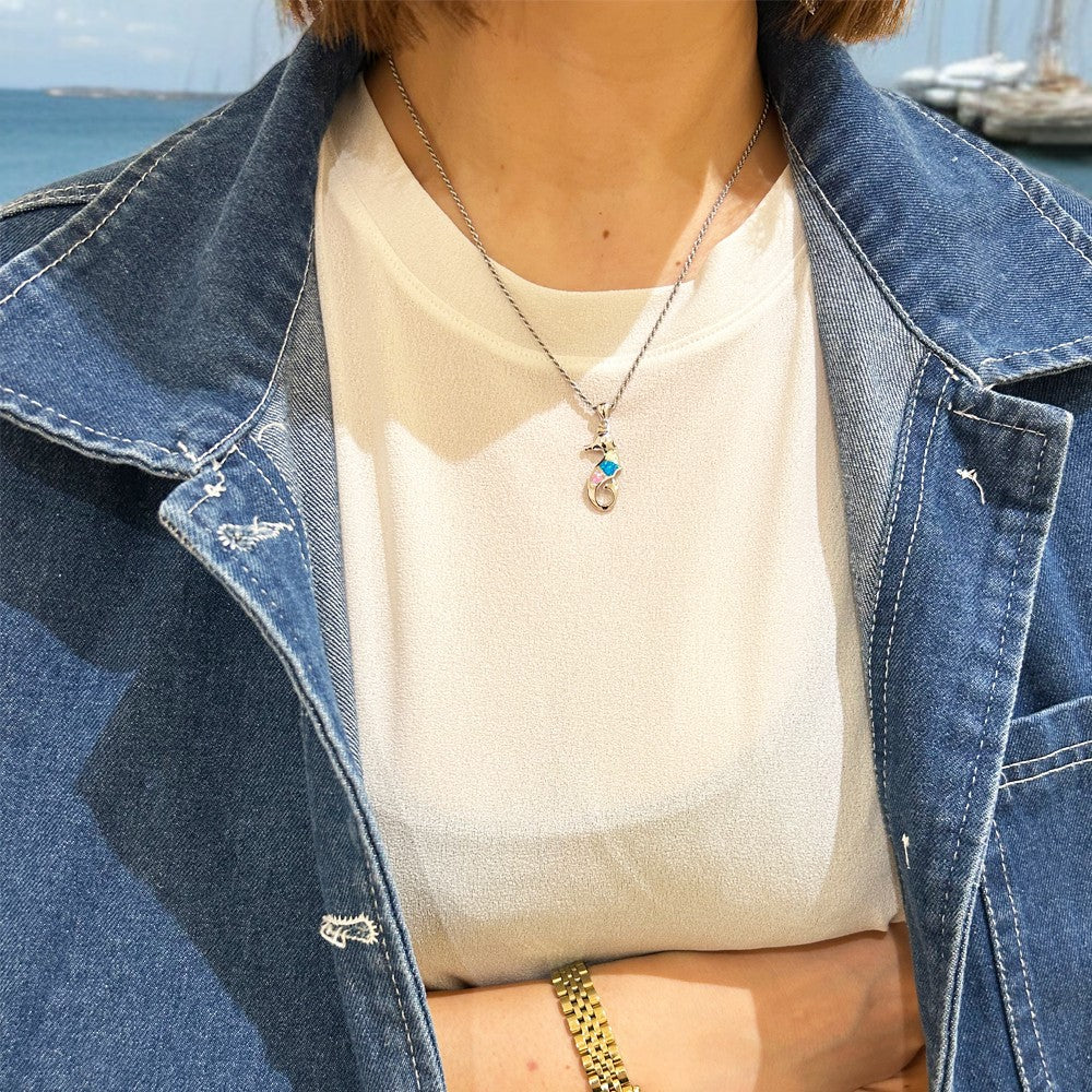 Mixオパールシーホースペンダント　【2-3559】