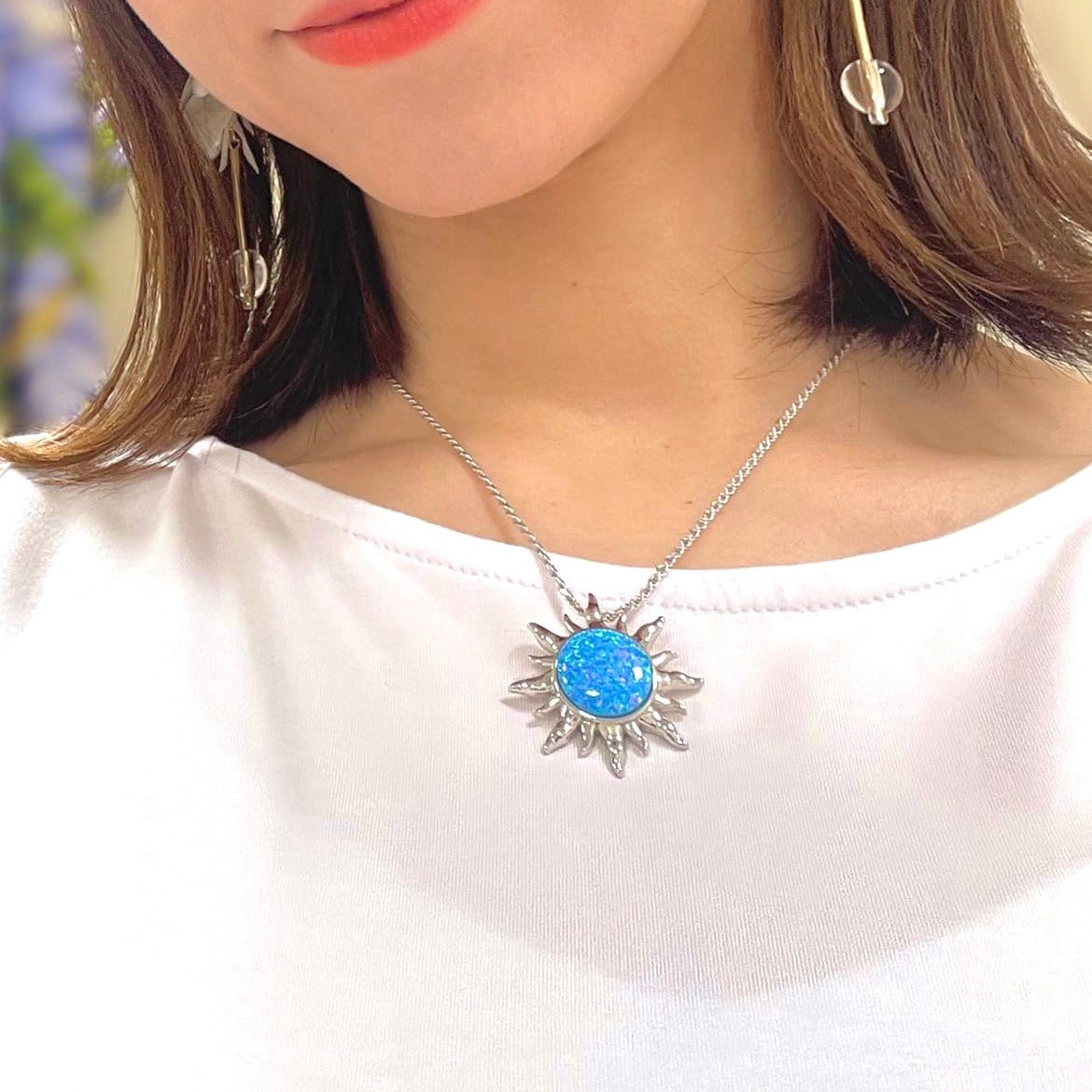 ハワイアンジュエリー パープルオパール太陽(La)ペンダント