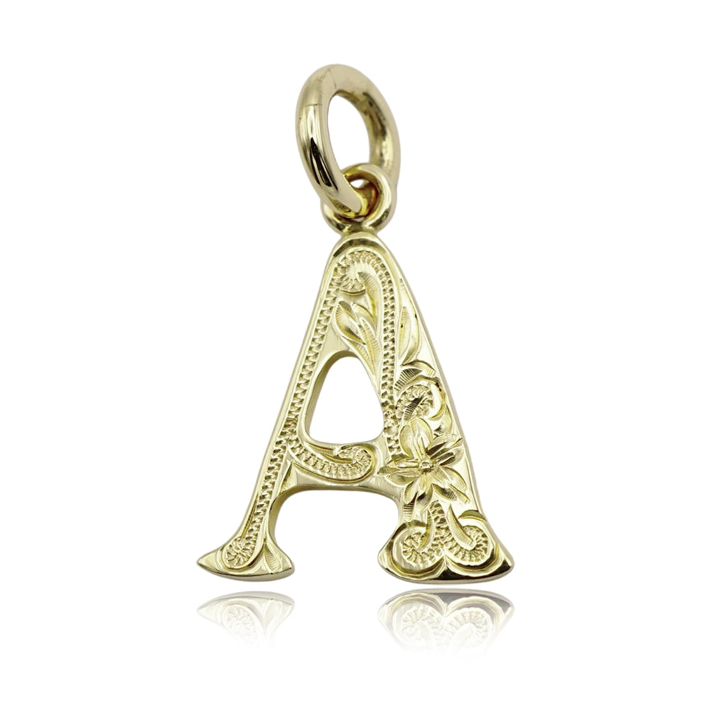 14K スクロールイニシャルペンダント　【7-4148】