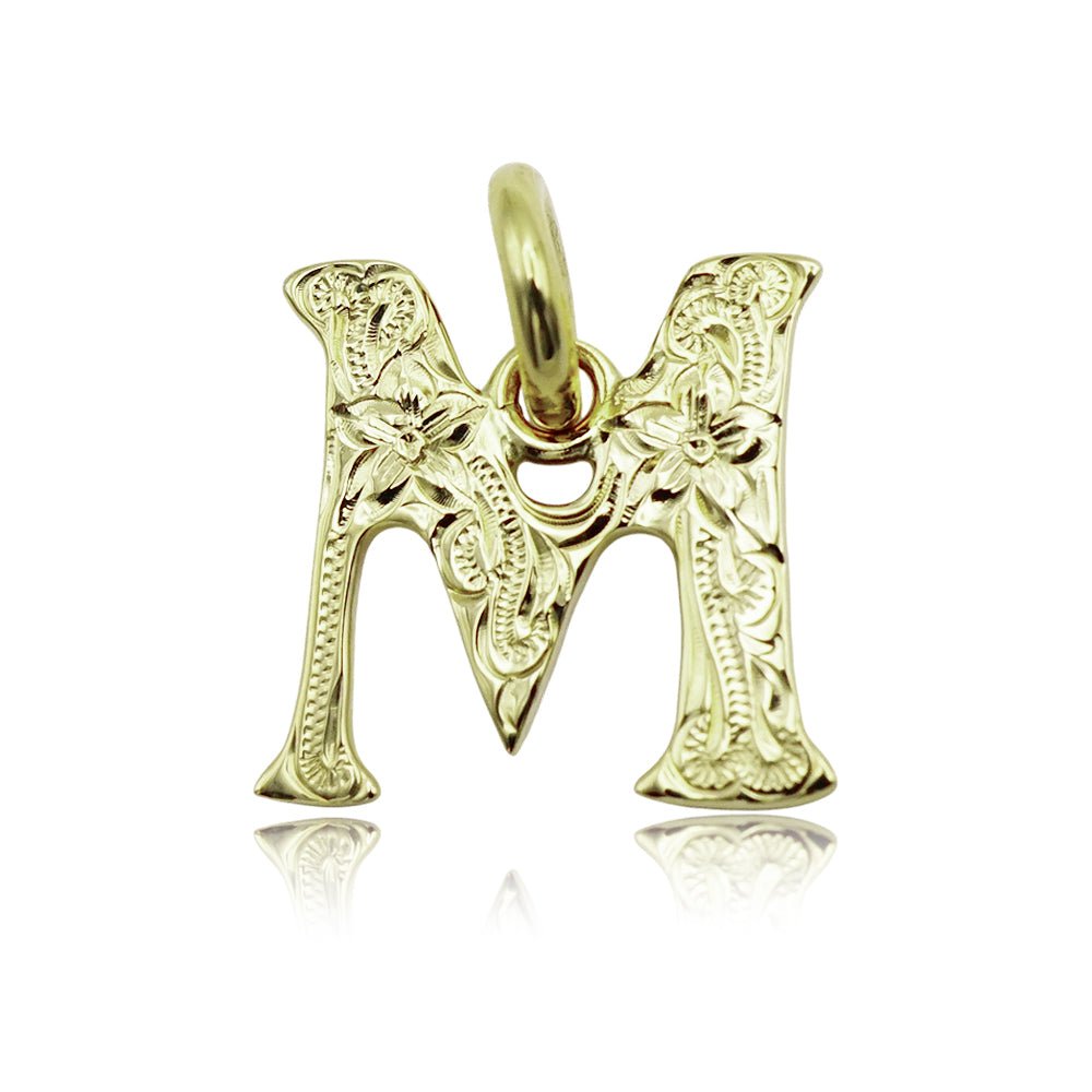 14K スクロールイニシャルペンダント　【7-4148】