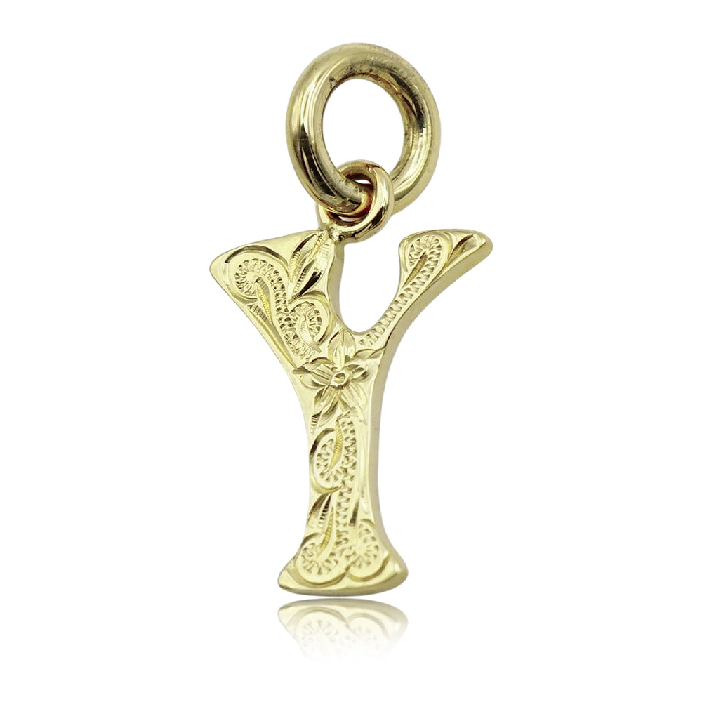 14K スクロールイニシャルペンダント　【7-4148】