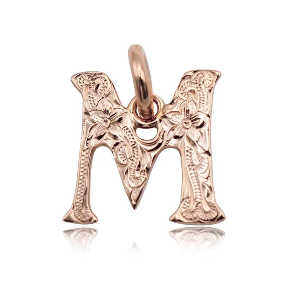 14K スクロールイニシャルペンダント　【7-4148】