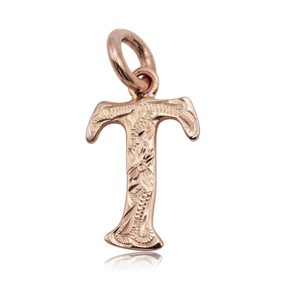 14K スクロールイニシャルペンダント　【7-4148】