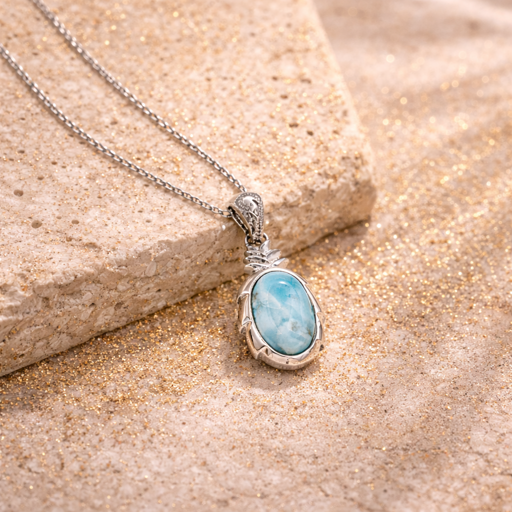 ラリマーパイナップルペンダント　【2-5935】