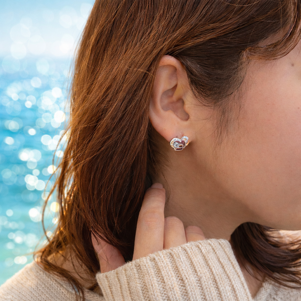 ハートアクアマリンピアス　【4-1959】