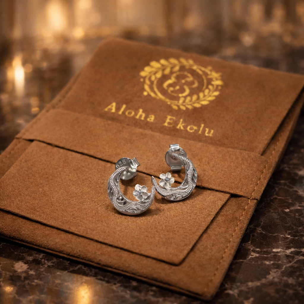 三日月×プルメリアピアス　【4-2291】