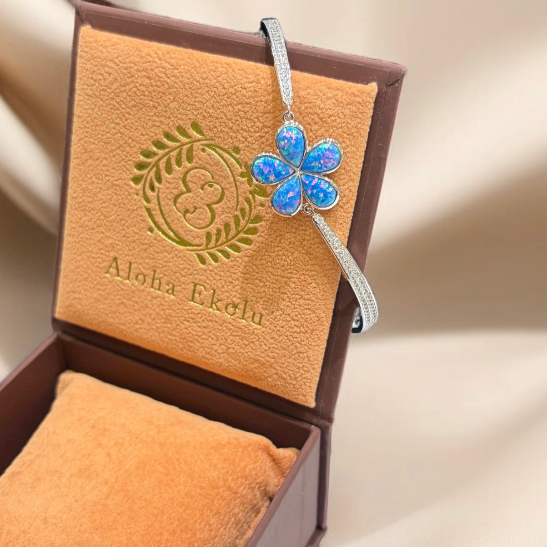 パープルオパール プルメリアブレスレット　【5-2054】