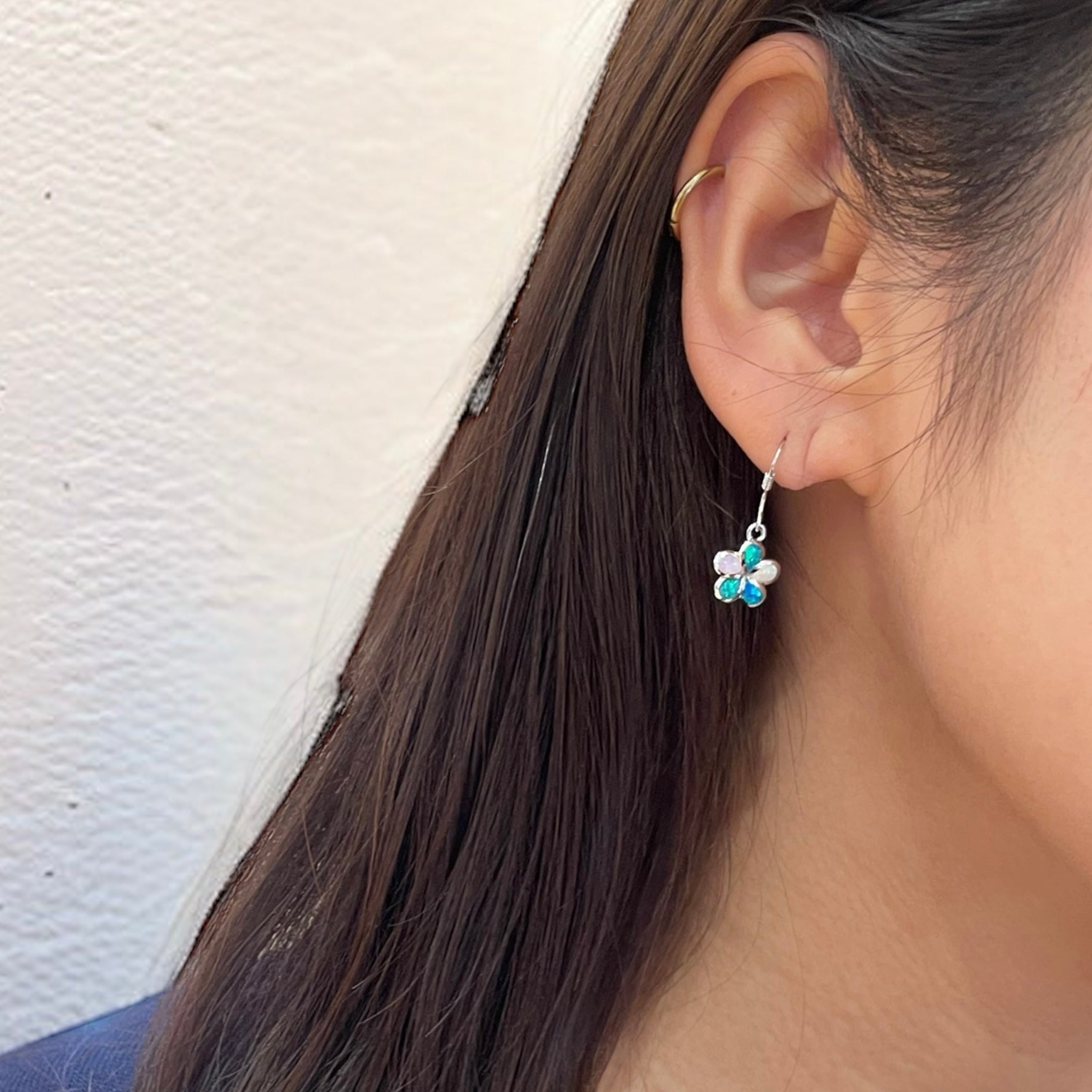 オパールプルメリアピアス　【4-1119】