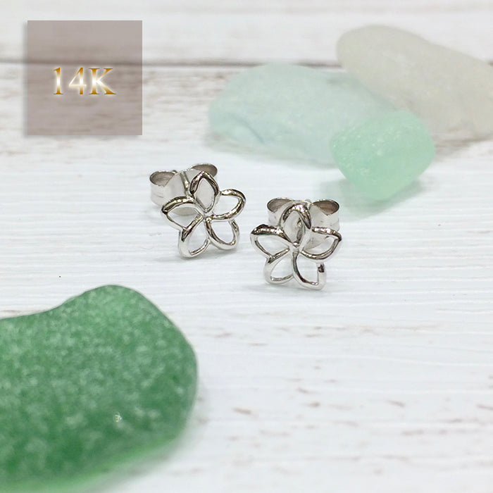 14K透かしプルメリアピアス　【9-0001】