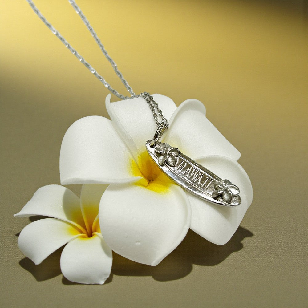 プルメリアonサーフボードペンダント(HAWAII)　【2-5423】