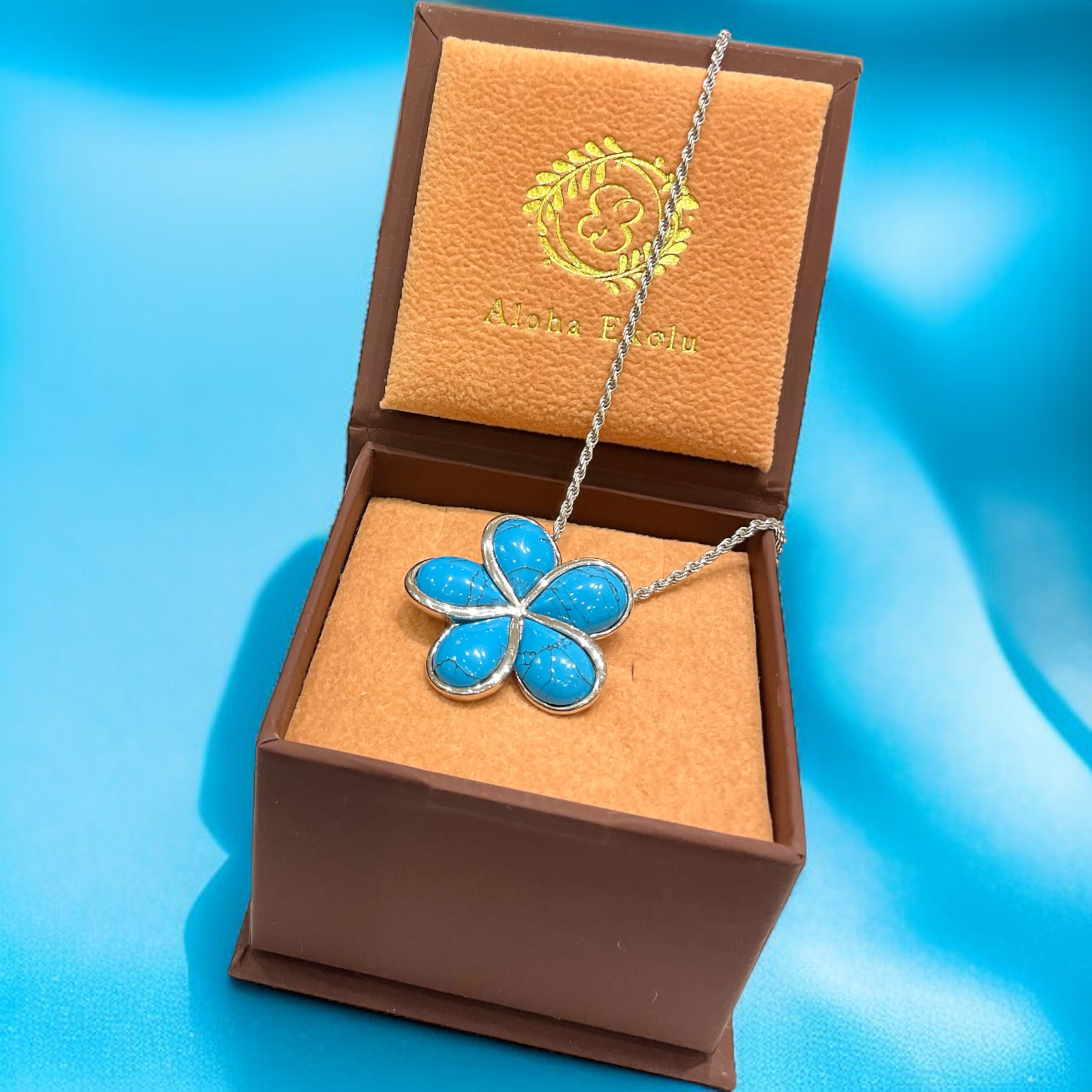 ターコイズプルメリアペンダント　【2-3399】