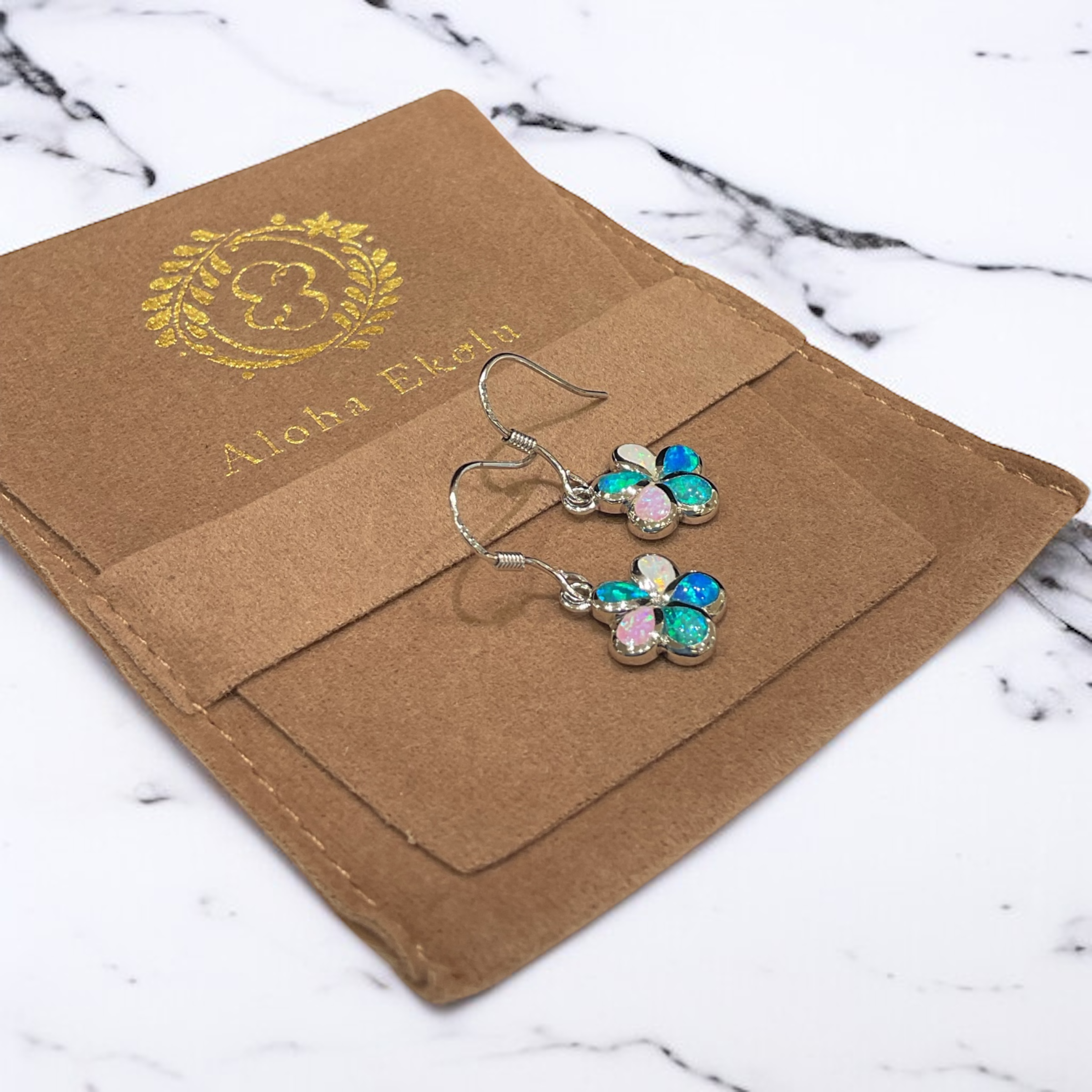 オパールプルメリアピアス　【4-1119】