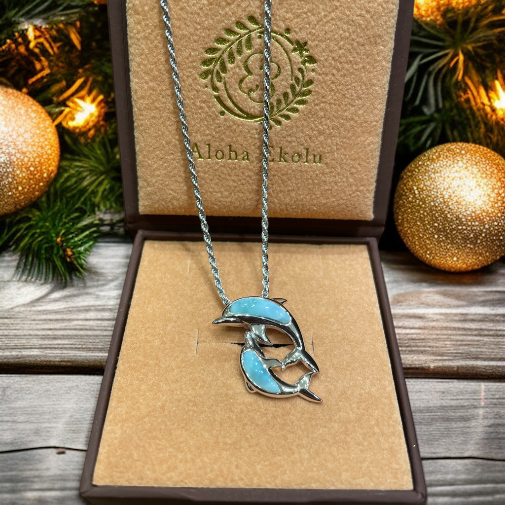 ラリマーツインイルカペンダント 【2-7168】